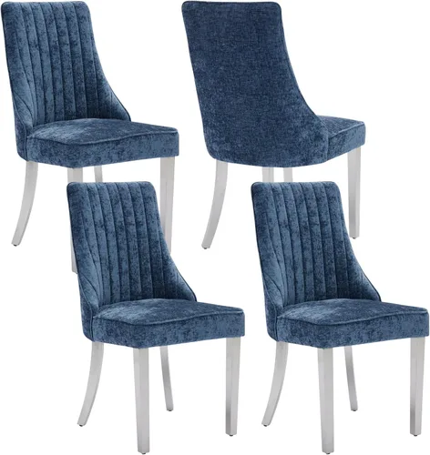 Miniatura 15 de Shenyon Juego de 4 sillas de comedor color beige, cómodas sillas de comedor tapizadas con canal de tela, sillas de cocina modernas para comedor