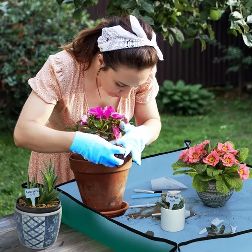 Miniatura 2 de Juego de 20 herramientas de jardinería pequeñas, regalos para mujeres principiantes, juego de herramientas de mano de jardín para trasplante de Azul
