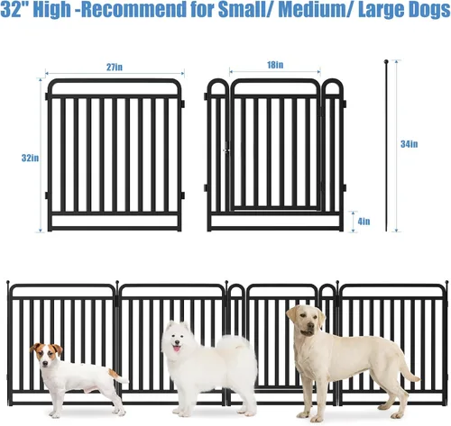 Miniatura 2 de Corralito para perros versión gruesa, vallas de 32 pulgadas para el patio, corral portátil para perros grandes, medianos y pequeños, parque