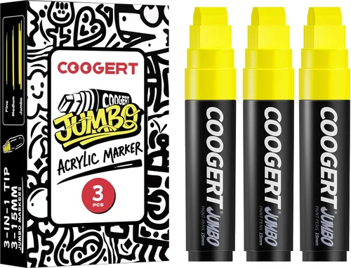 Miniatura 7 de Coogert 3 marcadores de póster gigantes plateados, marcadores de graffiti acrílico permanente de 0.59 pulgadas de grosor, marcador de pintura