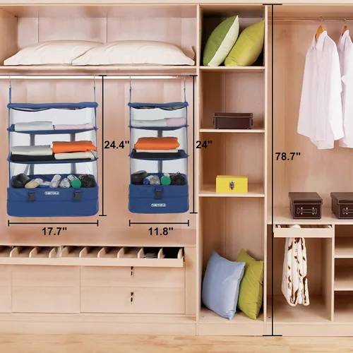 Miniatura 9 de TABITORA - Estantería portátil y plegable de gran capacidad con ganchos para colgar, ideal como almacenamiento para viajes