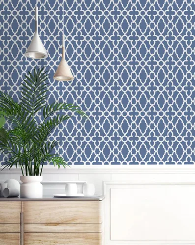 Rugreat Papel tapiz geométrico azul marino para despegar y pegar, papel de contacto moderno bohemio para armarios, papel tapiz autoadhesivo