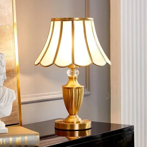 Miniatura 5 de Lámpara de mesa de latón lámpara de noche retro estudio pantalla de vidrio lámpara de mesa decoración del hogar lámpara de mostrador de mesita