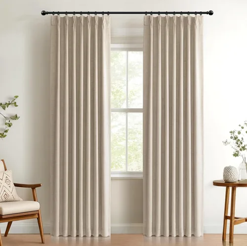 Miniatura 24 de 100% Blackout Shield Cortinas opacas con textura y aspecto de lino de 72 pulgadas de largo, juego de 2 paneles de cortinas opacas de lino sintético