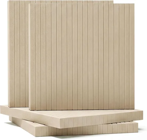 BUBOS Paneles acústicos de pared, paquete de 2 paneles decorativos insonorizados de 23.6 x 23.6 x 2 pulgadas, decoración de pared con reducción de
