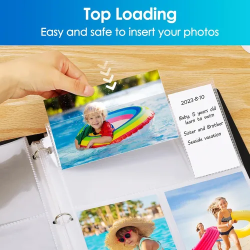Miniatura 5 de MaxGear - Juego de 60 fundas para fotos 4x6 para carpeta de 3 anillos (360 imágenes), protectores de página de archivo resistentes, páginas