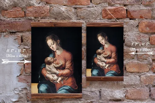 Miniatura 2 de La Virgen de la Leche by Luis de Morales 16th-Century Roman Catholic Christian Icon Mother of Jesus Wood Framed Canvas Print 11.8x15.7 Inches