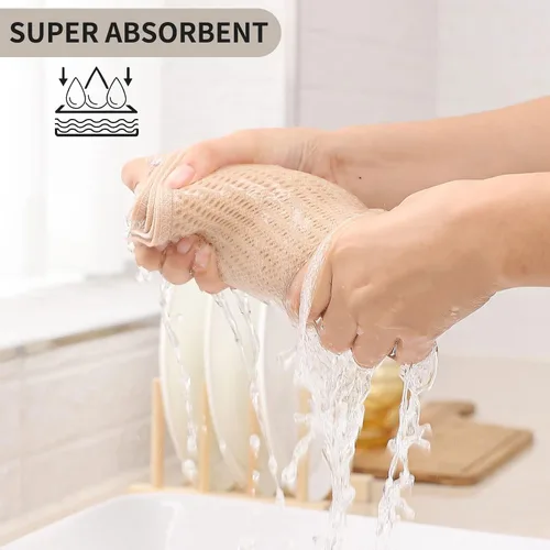 Miniatura 3 de Kitinjoy - Paños de cocina de 100 % algodón, tela de tejido gofrado, paño de limpieza ultrasuave, absorbente y de secado rápido. Beige