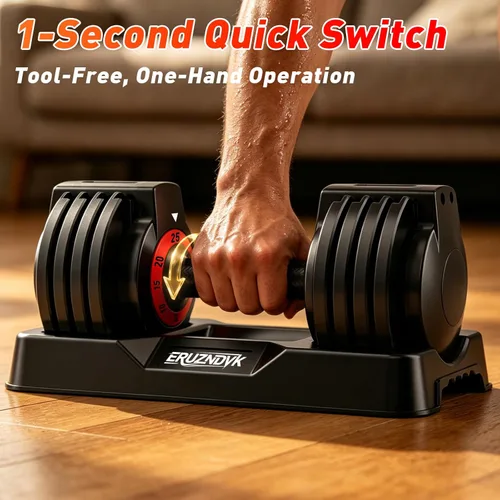 Miniatura 3 de 25/55lb Pair Adjustable Dumbbell Set, Adjustable Dumbbells Set of 2, 5 in 1/10 in 1 Free Weights Dumbbells Set with Anti-Slip Texture Handle
