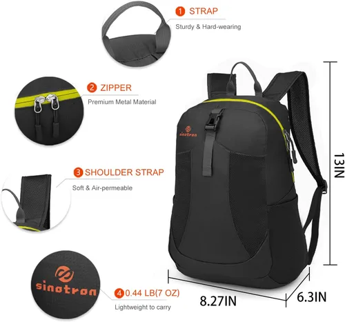 Miniatura 2 de Sinotron - Mochila de senderismo ligera y plegable de 22 l, mochila pequeña de senderismo, mochila de día para mujeres, hombres, viajes, camping
