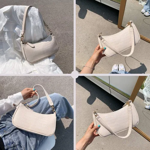 Miniatura 7 de Bolso de hombro de estilo clásico retro, para usar al hombro con cierre de cremallera para mujer