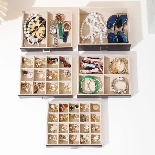 Miniatura 6 de BOOVO Joyero para mujer, organizador de joyas grande de 6 capas con espejo, caja de almacenamiento multifunción con cerradura, soporte de accesorios