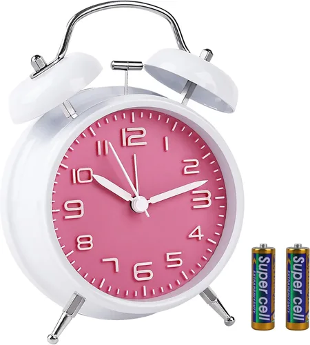 Miniatura 13 de pxy Lindo y seguro reloj despertador para niños alimentado por batería (batería incluida), reloj despertador analógico súper silencioso analógico