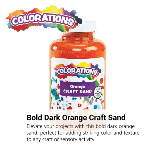 Miniatura 2 de Colorations Colorida arena vibrante tarro de 22 onzas para artes, manualidades y actividades de juego, naranja oscuro