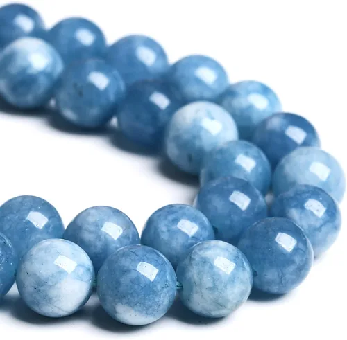 Miniatura 110 de 4MM 86 piezas cuentas sueltas de calcedonia azul aguamarina para hacer joyas, pulseras, collares Aguamarina azul