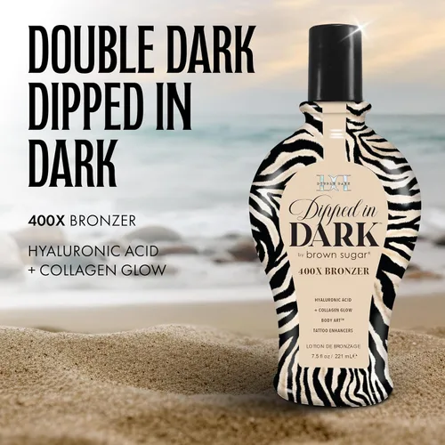 Miniatura 2 de Brown Sugar Loción bronceadora sumergida en la oscuridad, bronceador doble oscuro 400X con ácido hialurónico, colágeno y potenciadores de tatuajes