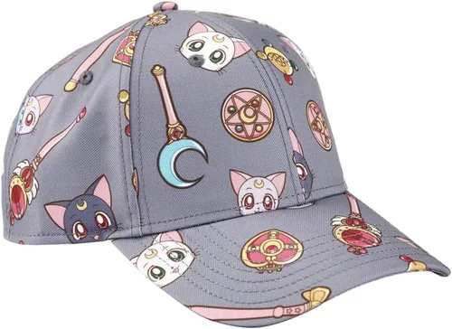 Miniatura 3 de Bioworld Sailor Moon Cats & Symbols All Over Print Sombrero El Snapback Gris, Gris