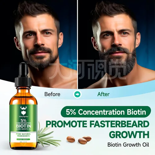 Miniatura 2 de MistySprite Aceite de crecimiento de barba para hombre, 5% de biotina, aroma de serenidad cítrica, 2 onzas (paquete de 10), suaviza, acondiciona