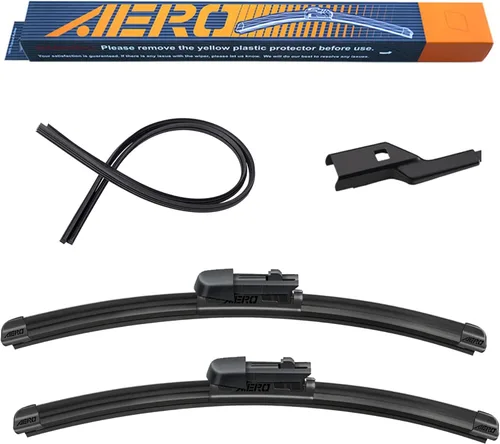 AERO Avenger - Escobillas de limpiaparabrisas prémium de 24 + 16 pulg p/todas las estaciones c/repuestos adicionales, repuestos OEM para Ford Fiesta