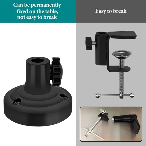 Miniatura 5 de GEEKRIA for Creators Adaptador de montaje de brida de mesa de micrófono, abrazadera de montaje de mesa de metal con apertura de interfaz ajustable