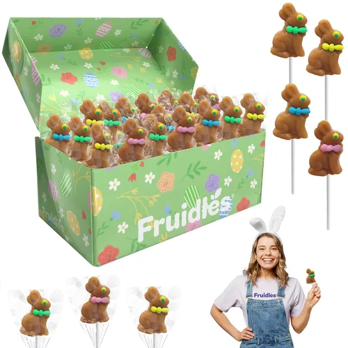 Miniatura 5 de Fruidles Paletas de conejo de Pascua, huevos de Pascua coloridos, sin grasa, envueltos individualmente (paquete de 24)