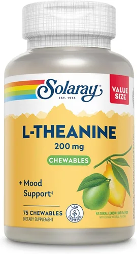 Miniatura 7 de SOLARAY L Teanina 200 mg, suplemento de apoyo al estado de ánimo con vitamina B6 - Apoyo calmante durante el estrés ocasional - Sabor natural
