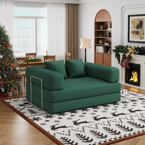 Miniatura 19 de Sofá cama convertible de 59.0 pulgadas, sofá cama futón 4 en 1, sofá cama extraíble, sofá cama sin hueso para sala de estar, sofás de pana sin hueso