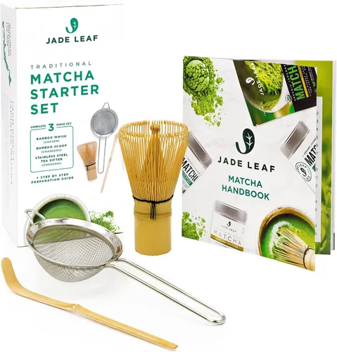 Jade Leaf Matcha - Juego de inicio tradicional - El juego de regalo japonés Matcha incluye: batidor de bambú (Chasen), pala (Chashaku), tamiz de