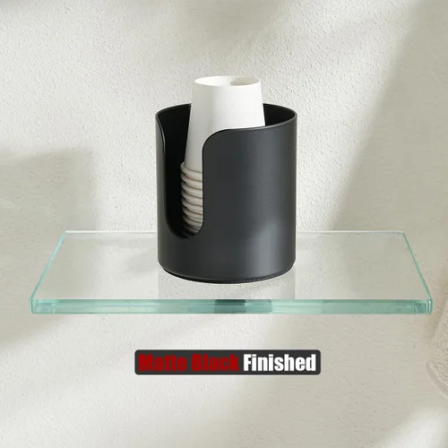 Miniatura 7 de JQK Dispensador de tazas de baño, pequeños soportes de papel desechables negros para enjuague bucal para enjuagar tazas en encimeras de tocador
