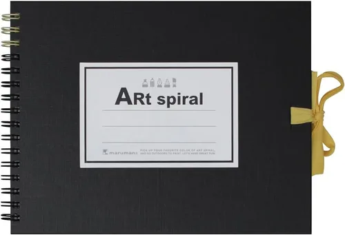 Maruman S310-05 F0 Art - Cuaderno de bocetos en espiral, papel de dibujo grueso, negro, 24 hojas