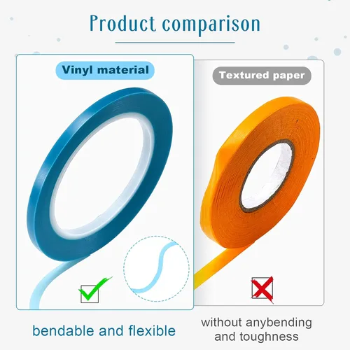 Miniatura 4 de Xuniea 5 Rollos de Cinta Adhesiva de Vinilo para Enmascarar Cinta de Carrocería Automotriz para Curvas, Vinilo de Alta Temperatura de Baja Azul