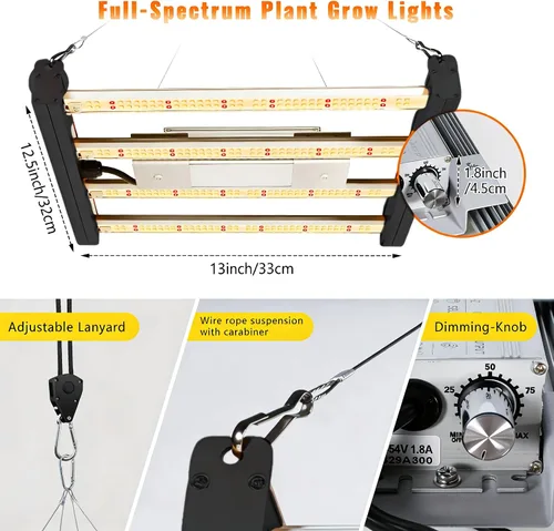Miniatura 9 de HHNMAHN - Luz LED de crecimiento de 120 W, espectro completo, regulable para plantas de interior, lámpara colgante de cultivo de 13 x 12.5 pulgadas