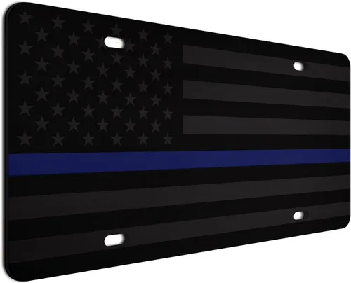 Miniatura 14 de JASS GRAPHIX Placa de matrícula personalizada con la bandera estadounidense de línea amarilla, homenaje personalizado a despachadores y operadores