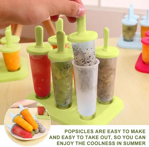 Miniatura 5 de 6 moldes para paletas de hielo, moldes de paletas con palos, para paletas de helado de bricolaje (verde, largo)