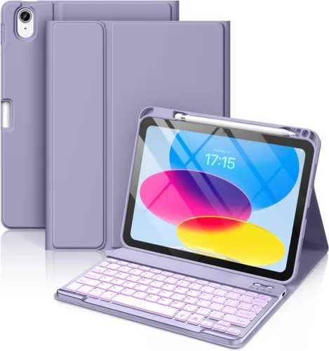 Miniatura 12 de Hamile Funda para iPad de 11ª y 10ª Generación con Teclado - 7 Colores Retroiluminados Inalámbrico Desmontable Funda Folio con Teclado y Soporte