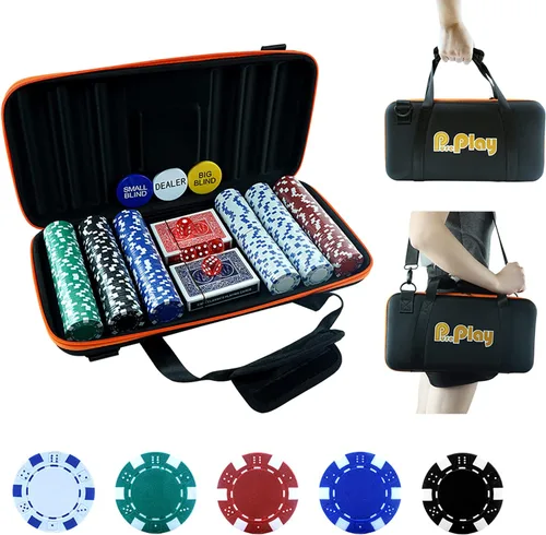 PUREPLAY Juego de fichas de póquer de 0.41 oz - 300 fichas de póquer de casino con bolso de tela Oxford de alta resistencia para Texas Holdem
