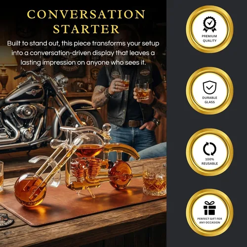 Miniatura 4 de Juego de decantador de whisky y vino en forma de motocicleta con regalos de motocicleta, regalos de moto, dispensador para vino, whisky escocés