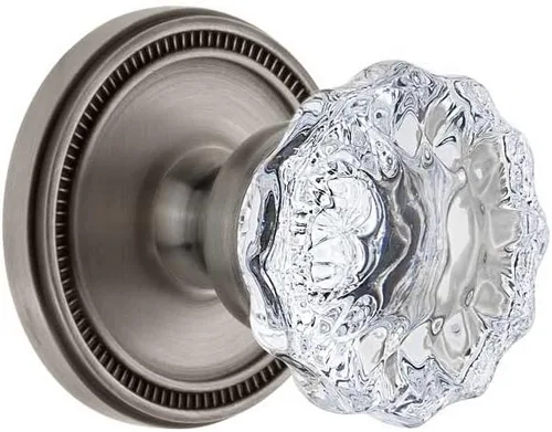 Miniatura 8 de Grandeur 820719 Soleil Roseta Privacidad con pomo de cristal Fontainebleau en peltre antiguo, 2.375