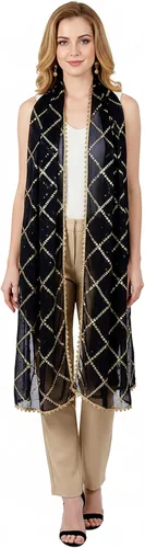 Miniatura 2 de Chandrakala Dupatta de gasa para mujer, chal bufanda envolvente Chunni (D238-P)