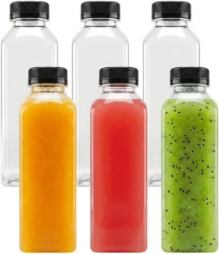 Miniatura 9 de 6 botellas pequeñas de plástico de 2 onzas con tapas, recipientes reutilizables transparentes a granel para bebidas a granel a prueba de fugas