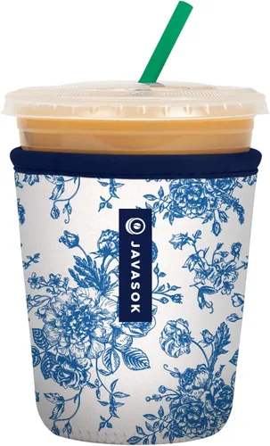 Sok It Java Sok - Funda de neopreno con aislamiento térmico para tazas de café helado y vasos de sodas frías, diseño Like Fine China, tamaño S, Como