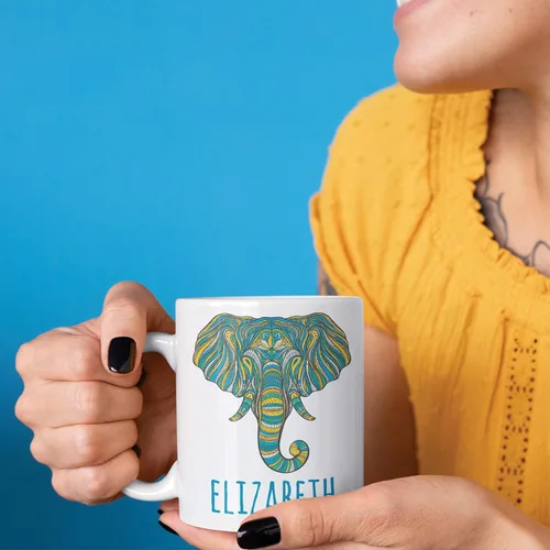 Miniatura 3 de Regalos de elefante, taza de café personalizada de 11 oz con nombre de elefante - Regalos de Navidad para mujeres, niños - Bonita taza de té