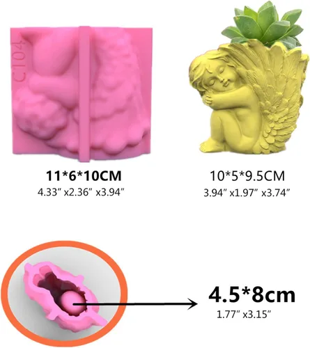 Miniatura 5 de Molde de maceta de ángel Molde de silicona para plantas de flores, molde de maceta de hormigón de fundición