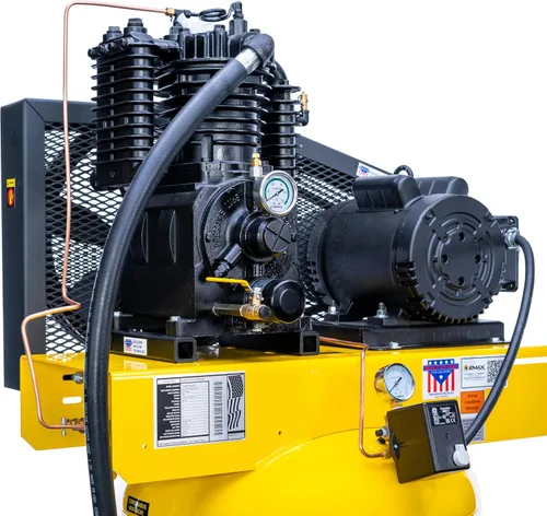 Miniatura 2 de EMAX Compresor de aire estacionario E350 - 5hp 80 Gal. Compresor industrial monofásico de 2 etapas con bomba lubricada a presión y sistema de aire