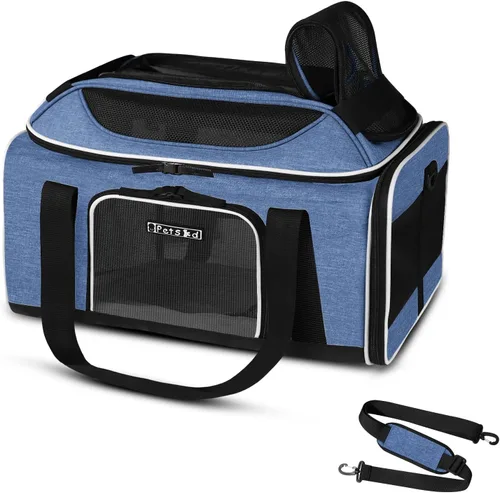 Miniatura 17 de Petskd Transportador de mascotas extensible superior de 17 x 11 x 9.5 pulgadas, aprobado por aerolíneas de Alaska, transportador de lados suaves