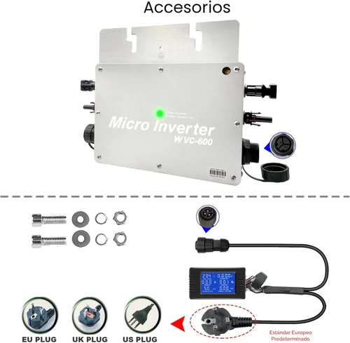 Miniatura 2 de Y&H Micro inversor de conexión a red solar de 600W con pantalla de visualización de monitoreo de datos AC impermeable IP65 MPPT DC28-50V Entrada PV