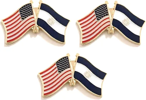 Miniatura 109 de 3 Pines de solapa con banderas de Estados Unidos y países internacionales, paquete de 3 pines dobles con diseño de banderas de Estados Unidos
