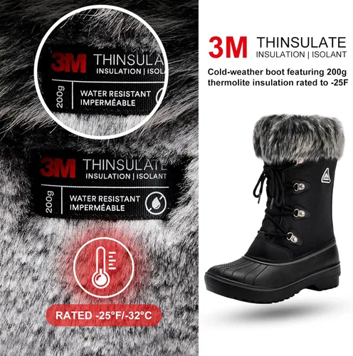 Miniatura 2 de ALEADER - Botas de nieve de invierno con forro de piel sintética para mujer