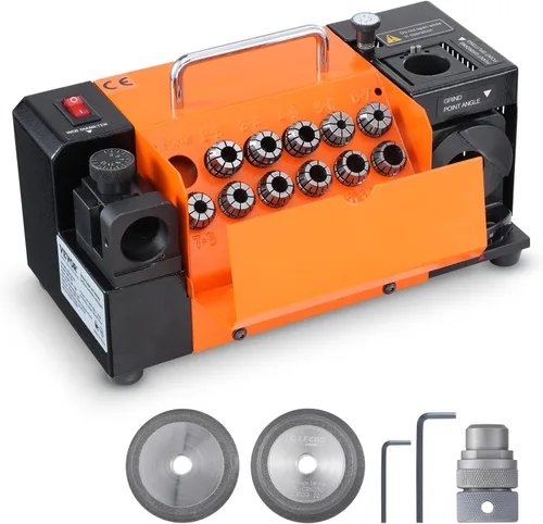 Miniatura 10 de VEVOR Afilador de Brocas, Afiladora y Rectificadora de Brocas MR-13A 3-13mm, Ángulo de Punta Ajustable de 95° a 135°, Afiladora Portátil de Brocas