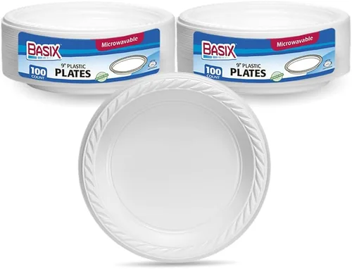Miniatura 10 de Basix [100 unidades] Cuencos desechables de plástico blanco de 5 onzas para postre, aptos para microondas, ideales para la escuela, comida